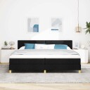 Sengebunnseng med madrass svart 200x200 cm stoff