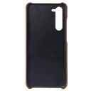 Samsung Galaxy S23 5G KSQ Belagt Plast Deksel med Kortlommer Brun