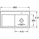 V&B Subway Style 50 Kjøkkenkum 900x510 mm, u oppl., høy, Stone Wh. C+