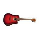 Lag Guitars Lag T-Red Tramontane Dreadnought Cutaway Acoustic-Electric Red Burst