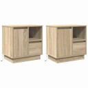  Nattbord med LED 2 stk Sonoma Eik 50x34,5x50 cm