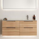 Macro Design Crown Servantskap 4-skuff - med Høyre Glasservant 120cm Eik / Plain/push-open Glass Edge Svart