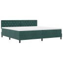  Box Spring Seng med Madrass & LED Mørkegrønn 200x200 cm Fløyel