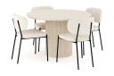 Andrarum Uppveda Spisegruppe 120 cm Rund med 4 Gemmiano Spisestoler Travertin