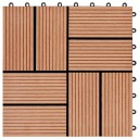 Terrassebord 11 stk WPC 30x30 cm 1 kvm teak-farget