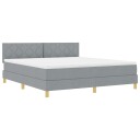  Box Spring seng med madrass & LED Lysegrå 180x200 cm Stoff
