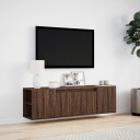  Vegghengt TV-benk med LED brun eik 135x31x39,5 cm