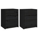 vidaXL Nattbord 2 stk 40x31x50 cm heltre furu svart