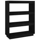 vidaXL Bokhylle/romdeler svart 80x35x103 cm heltre furu