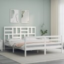 vidaXL Sengeramme med hodegavl hvit 5FT King Size heltre 8720845400729