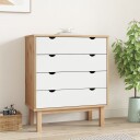 vidaXL Nattbord brun og hvit 76,5x39,5x90 cm heltre furu