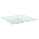  Bordplate hvit 80x80 cm 6 mm herdet glass med marmor design
