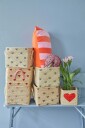 Rice bastkurv med håndtak 30x30 cm Red hearts