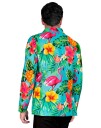 UV Glow Kostymejakke med Tropisk/Flamingomotiv til Herre Medium