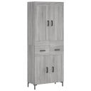  Highboard grå sonoma 69,5x34x180 cm konstruert tre