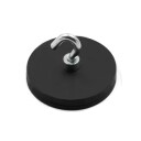 Kraftig gummibelagt neodymmagnet med krok 43 mm