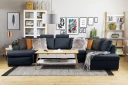 Crazy 5 seters Venstrevendt U formet X Large Sofa med Divan og Sjeselong i Stoff   Blå