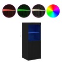  Skap med LED lamper Svart Eik 41x37x100 cm