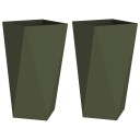 vidaXL Plantekassed 2 pcs Olivengrønn 40 x 40 x 75 cm Stål