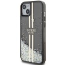 Guess Liquid Glitter Gold Stripes Mobildeksel til iPhone 15 Plus / 14 Plus - Svart