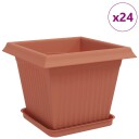 vidaXL Plantepotter 24 pcs Klinker Rød 33 x 33 x 26 cm Plast