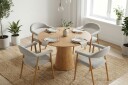 Siena spisegruppe rund 110 cm eik med 4 Ronja spisestoler   Sand/eik