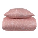 Borg Living Sateng sengesett - 150x210 cm - 100% Bomullssateng - Hexagon fersken