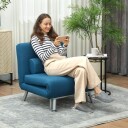 Sammenleggbar lenestol med sengefunksjon sammenleggbar avslapningsstol i linlook justerbar ryggstøtte 75 x 70 x 75 cm blå
