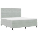  Bokseng med Madrass Lysegrå Super King Fløyel