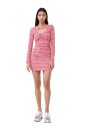 Ganni Stretch Seersucker Cutout Mini Dress Kjole Rød 36
