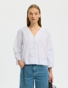 Selected Slfbea 3/4 V Neck Shirt B White 42