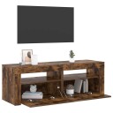 vidaXL TV-benk med LED-lys røkt eik 120x35x40 cm