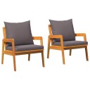  Hage Stol med pute 2 pcs Brun Massivt akasietre