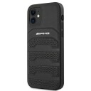 Mercedes AMG Lærdeksel i Svart for iPhone 12 Mini med Pregete Linjer