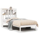  Seng med bokhylle uten madrass hvit 90x200 cm heltre furu