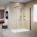 Novellini Kuadra H Fastvegg Børstet Grafittgrå / 160cm Klart Glass