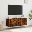 vidaXL Vegghengte TV-benker med LED-lys 2 stk røkt eik 60x35x41 cm 8721012258952