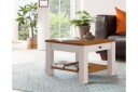 Evonne Sofabord 60 cm med Oppbevaringsskuff + Hylle - Hvit/Brun
