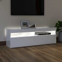  TV-benk med LED-lys høyglans hvit 120x35x40 cm