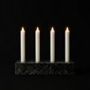 ROYALE lysestake sort marmor med 4 batterilys