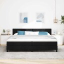  Box Spring Seng med Madrass & LED Svart 200x200 cm Stoff