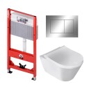 Sanipro Aquaform Toalettpakke Veggskål Soft-Close Sete Og Tece Sisterne Svart Matt Hvit