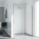 Novellini Riga 2P skyvedør venstre, 96-99 cm, klart glass, børstet stål profil