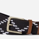 Ralph Lauren Leather Trim Webbed Belt Black/White
