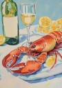 Melloi Art Prints Lobster and Wine Still Life Plakat Plakat / 100x150cm 