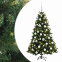 vidaXL Kunstig juletre med julekuler 120 cm 150 LED-lys Varmhvit