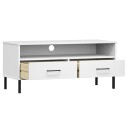 vidaXL TV-benk med metallben hvit heltre furu OSLO 8720845578343