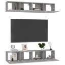 vidaXL TV-benker 4 stk betonggrå 80x30x30 cm sponplate