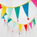 Talking Tables Girlander av Stoff Regnbuefarget med Dusker BDAY-RAIN-FABBUNT