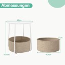 Rundt sidebord med oppbevaringskurv – Liten moderne hvit